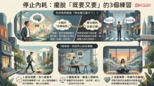 一個人面對選擇感到焦慮與內耗，象徵既要又要的心理狀態